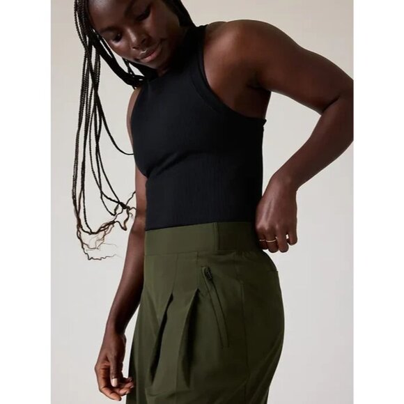 Athleta 12 Brooklyn Heights Pleated Wide Leg Pant 12 Aspen Olive Green R… - Picture 4 of 6